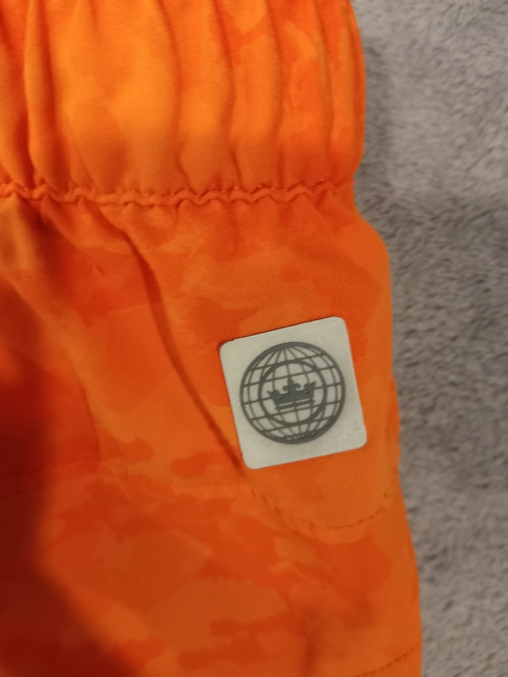 Peter Millar Orange Swim Trunks with Navy Logo Size Medium